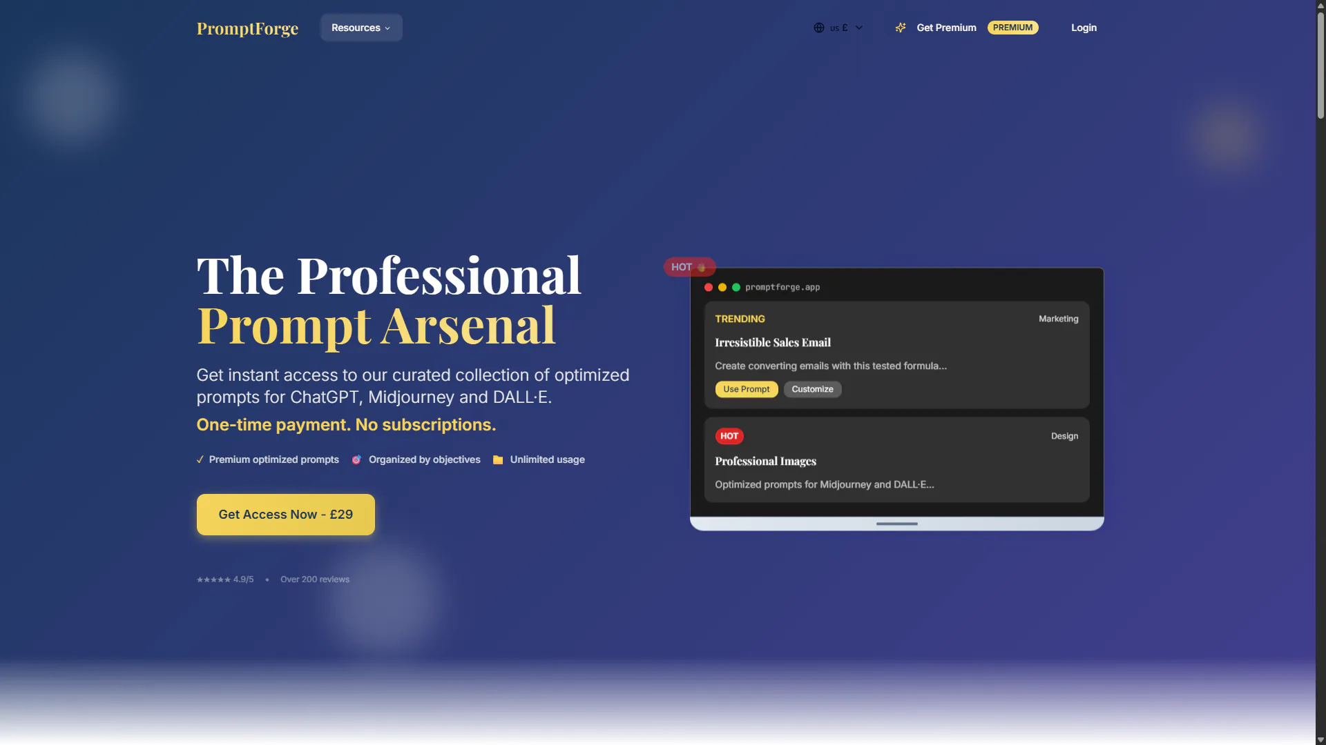 Capture du projet Prompt Forge